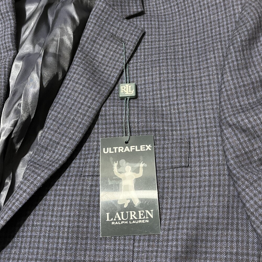 Ralph Lauren Blazer Jacket Mens Wool 2 Button Business Windowpane New Vintage - Picture 11 of 12
